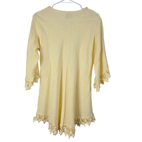 Manta Del Lago Coastal Dress M Womens Yellow Lace Embroidered Cottage Core - Picture 6 of 6